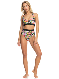 7 Womens ROXY Active High Waist Bikini Bottoms Black ERJX404738 Roxy