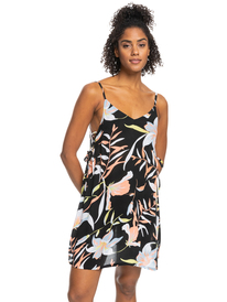 roxy, Womens Beachy Vibes Beach Dress, ANTHRACITE HIBISCUS WAVE SWIM (xkng) PT BEACHY VIBES DRESS ERJX603325