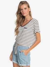 roxy, Женская футболка Bikini Moments, SNOW WHITE KUTA STRIPES (xwkk) Bikini Moments - T-Shirt for Women ERJZT05126
