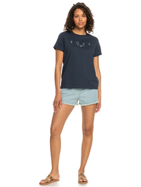 3 Womens Noon Ocean Word T-Shirt Blue ERJZT05435 Roxy
