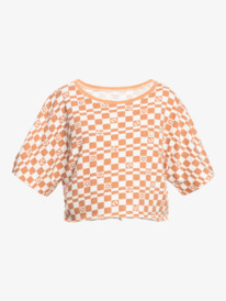 5 Power Check - Crop Oversized T-Shirt for Women White ERJZT05465 Roxy