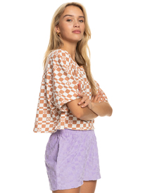 1 Power Check - Crop Oversized T-Shirt for Women White ERJZT05465 Roxy