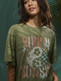 5 Womens Sweet Janis Oversized T-Shirt Green ERJZT05506 Roxy