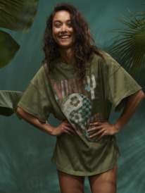 3 Womens Sweet Janis Oversized T-Shirt Green ERJZT05506 Roxy