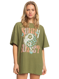 7 Womens Sweet Janis Oversized T-Shirt Green ERJZT05506 Roxy