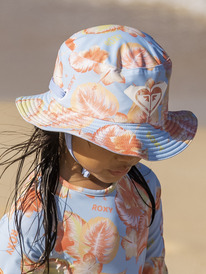 roxy, Girls 2-7 New Bobby Reversible Swim Hat, CERULEAN REEF FLOWERS TW (bfn6) NEW BOBBY ERLHA03137