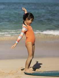 1 Girls 2-7 Pretty Sunrise Long Sleeve One-Piece Rashguard Blue ERLWR03249 Roxy