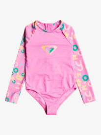roxy, Girl's 2-7 Funny Bambino Long Sleeve One-Piece Rashguard, CYCLAMEN LETTRAGE (mgj5) FUNNY BAMBINO ONESIE ERLWR03256