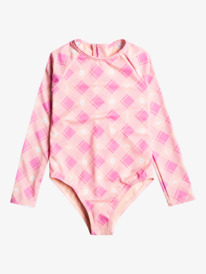 roxy, Girl's 2-7 Flower Plaid Onesie Long Sleeve One Piece Swimsuit, CYCLAMEN PLAYFUL PLAID (mgj2) FLOWER PLAID ONESIE ERLWR03257