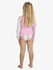 roxy, Girls 2-7 Rainbow Check Long Sleeve Rash Vest Set, BRIGHT WHITE CHECK CHECK (wbb1) RAINBOW CHECK LS LYCRA SET ERLWR03272