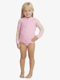 0 Girls 2-7 Beach Day Together Long Sleeve Rash Vest Set Pink ERLWR03273 Roxy