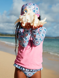 2 Girls 2-7 Bold Florals Long Sleeve Rash Vest Set Green ERLWR03276 Roxy