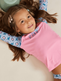 9 Girls 2-7 Bold Florals Long Sleeve Rash Vest Set Green ERLWR03276 Roxy