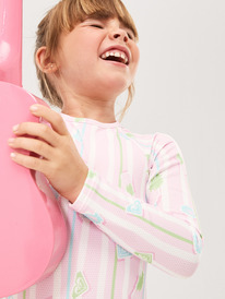 3 Girls 2-7 Pineapple Line Long Sleeve One-Piece Rash Vest Pink ERLWR03284 Roxy