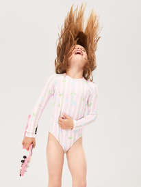 5 Girls 2-7 Pineapple Line Long Sleeve One-Piece Rash Vest Pink ERLWR03284 Roxy