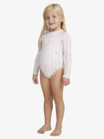 8 Girls 2-7 Pineapple Line Long Sleeve One-Piece Rash Vest Pink ERLWR03284 Roxy