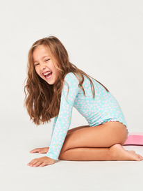 8 Girls 2-7 Teenie Ditsy Long Sleeve One-Piece Rash Vest Blue ERLWR03286 Roxy