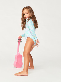 4 Girls 2-7 Teenie Ditsy Long Sleeve One-Piece Rash Vest Blue ERLWR03286 Roxy