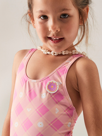 5 Flower Plaid - One-Piece Swimsuit for Girls 2-7 Pink ERLX103094 Roxy