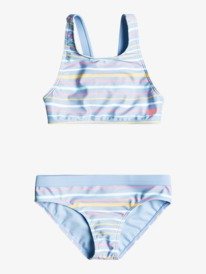 0 Girls 2-7 Stripy Wave Crop Top Bikini Set Purple ERLX203145 Roxy