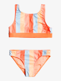 2 Girls 2-7 Pretty Sunrise Crop Top Bikini Set Blue ERLX203171 Roxy