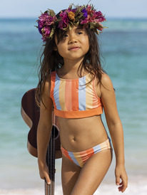 roxy, Girls 2-7 Pretty Sunrise Crop Top Bikini Set, CERULEAN TW STRIPES (bfn7) PRETTY SUNRISE CROP TOP SET ERLX203171