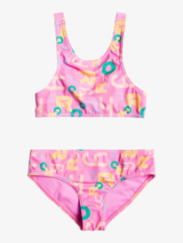 8 Girl's 2-7 Funny Bambino Crop Two Piece Bikini Set Pink ERLX203175 Roxy