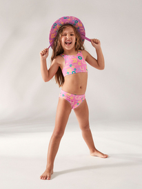 6 Girl's 2-7 Funny Bambino Crop Two Piece Bikini Set Pink ERLX203175 Roxy