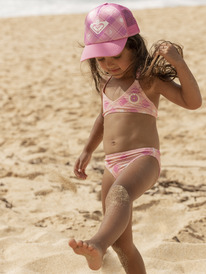 1 Girl's 2-7 Flower Plaid Triangle Two Piece Bikini Set Pink ERLX203176 Roxy