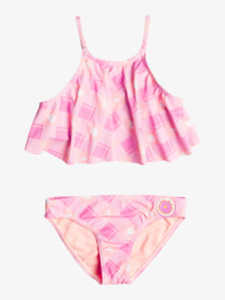 5 Girl's 2-7 Flower Plaid Flutter Two Piece Bikini Set Pink ERLX203177 Roxy