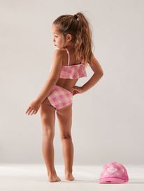 2 Girl's 2-7 Flower Plaid Flutter Two Piece Bikini Set Pink ERLX203177 Roxy