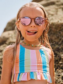 2 Girl's 4-16 Colors Of The Sun Two Piece Crop Top Bikini Set For Girls Blue ERLX203182 Roxy