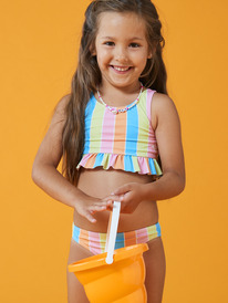 3 Girl's 4-16 Colors Of The Sun Two Piece Crop Top Bikini Set For Girls Blue ERLX203182 Roxy
