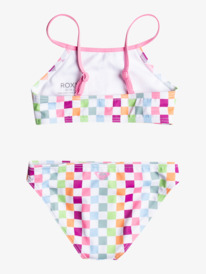 11 Girls 2-7 Rainbow Check Two Piece Crop Top Bikini Set White ERLX203186 Roxy