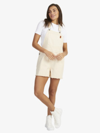 1 Womens Great Time Denim Dungaree Shorts Beige URJDO03000 Roxy
