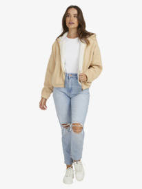 4 Womens Spring Morning Zip-Up Hoodie Beige URJFT03160 Roxy
