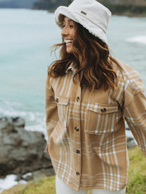 2 Womens Check The Swell Chequered Blanket Coat Brown URJJK03022 Roxy