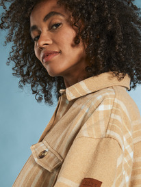 6 Womens Check The Swell Chequered Blanket Coat Brown URJJK03022 Roxy