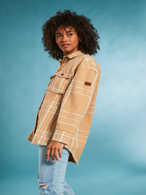 4 Womens Check The Swell Chequered Blanket Coat Brown URJJK03022 Roxy