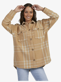 8 Womens Check The Swell Chequered Blanket Coat Brown URJJK03022 Roxy