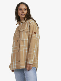 10 Womens Check The Swell Chequered Blanket Coat Brown URJJK03022 Roxy