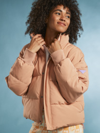 3 Womens New Age Cropped Puffer Jacket Brown URJJK03025 Roxy