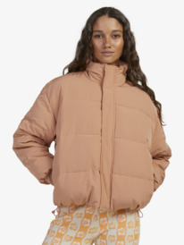7 Womens New Age Cropped Puffer Jacket Brown URJJK03025 Roxy