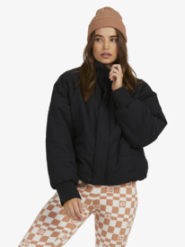 4 Womens New Age Cropped Puffer Jacket Black URJJK03025 Roxy