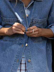 1 Womens Our Love Shacket Denim Jacket Blue URJJK03027 Roxy
