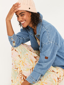 7 Womens Our Love Shacket Denim Jacket Blue URJJK03027 Roxy
