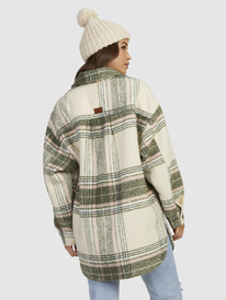 roxy, Womens Checking It Out Overshirt Style Coat, OLAN PLAID TAPIOCA (teh8) Checking It Out - Overshirt Style Coat for Women URJJK03028