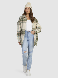 1 Womens Checking It Out Overshirt Style Coat Beige URJJK03028 Roxy