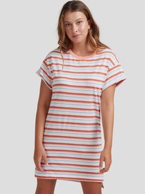 roxy, Womens Moon Water T-Shirt Dress, BRIGHT WHITE MULTICO STRIPES (wbb4) Moon Water - T-Shirt Dress for Women URJKD03040