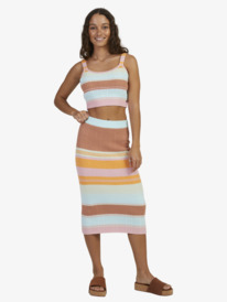13 Womens Playa Morning Knitted Bodycon Skirt Blue URJKK03002 Roxy